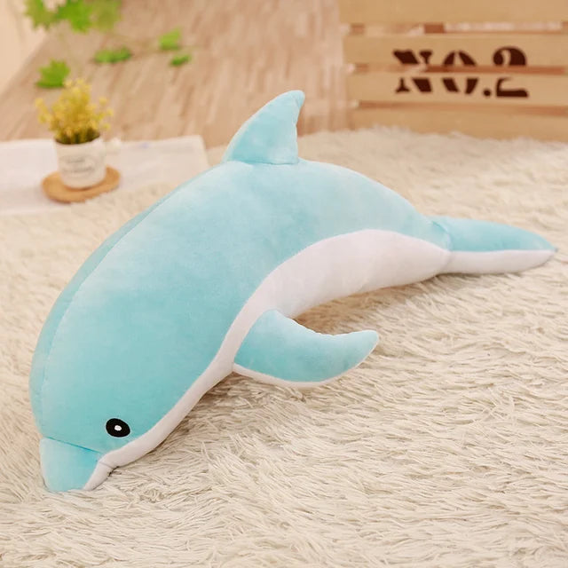 Giant Dolphin Stuffed Animal Blue PillowNap