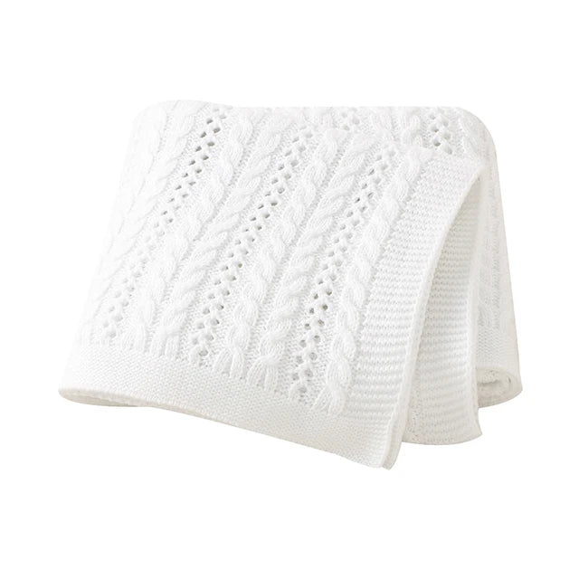 Knitted Newborn Baby Blanket White PillowNap