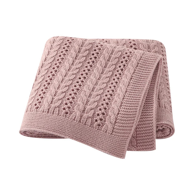 Knitted Newborn Baby Blanket Pink PillowNap