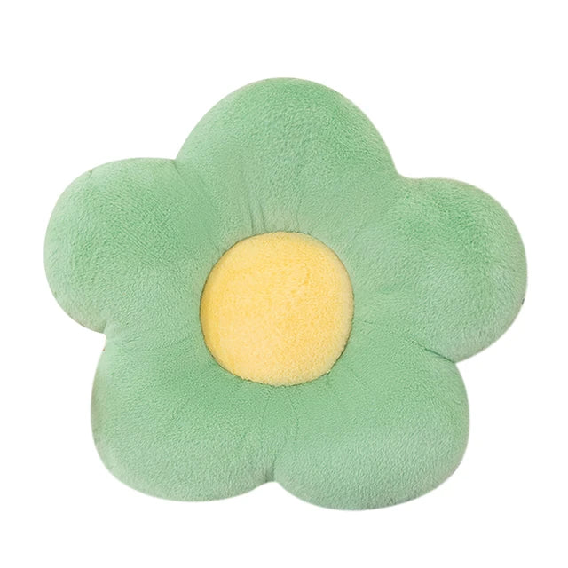 Plush Small Lumbar Flower Pillow Green PillowNap