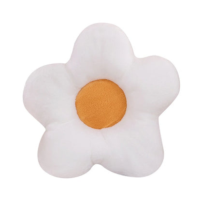 Plush Small Lumbar Flower Pillow White PillowNap