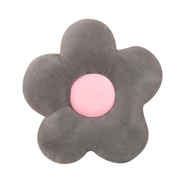 Plush Small Lumbar Flower Pillow Grey PillowNap