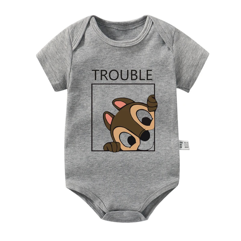 Double Trouble Twin Bodysuits Outfits Trouble-Gray PillowNap