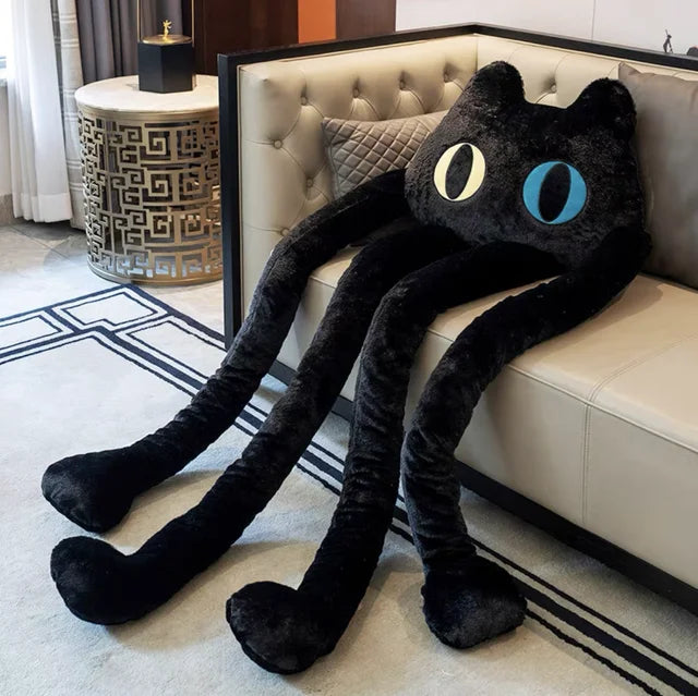 Long Legged Stuffed Creatures Black Cat PillowNap