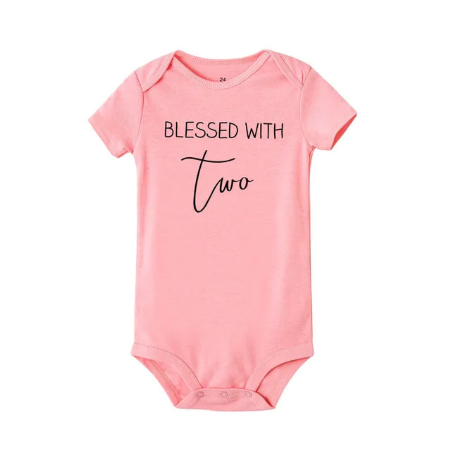 Prayed for One Blessed With Two Twins Bodysuit Pink-Two PillowNap
