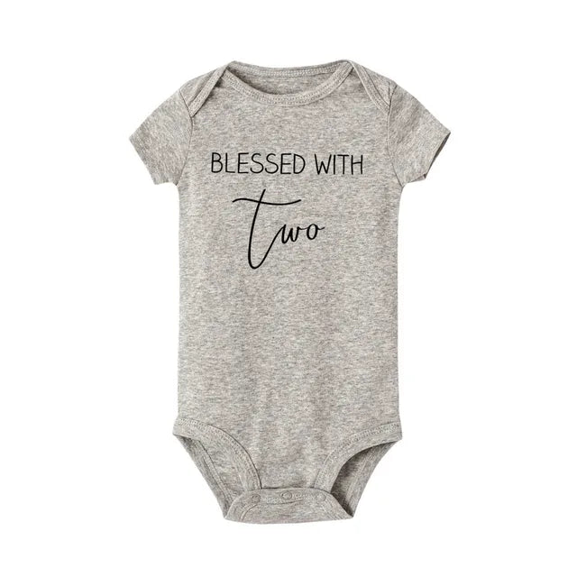 Prayed for One Blessed With Two Twins Bodysuit Grey-Two PillowNap