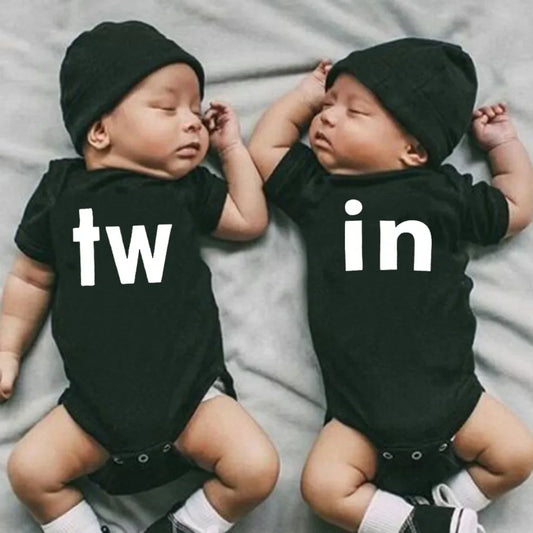 TW & IN Letter Print Twins Outfit