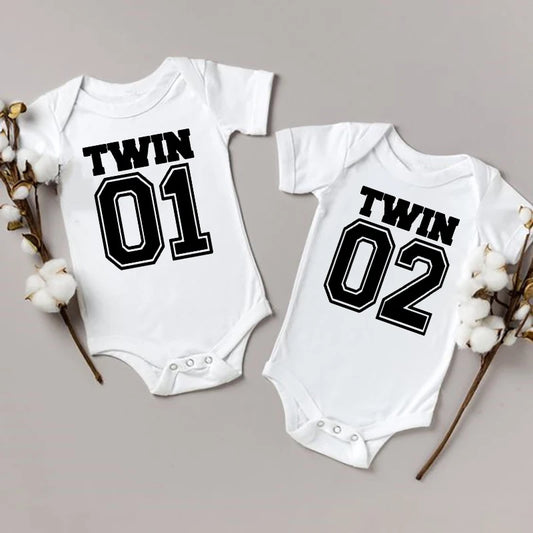 Twin 01 And 02 Twins Matching Bodysuits
