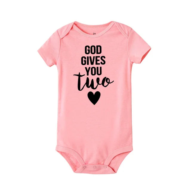 Cute Two Miracles Twins Bodysuit Pink-2 PillowNap