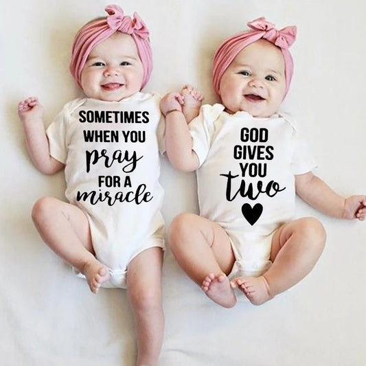 Cute Two Miracles Twins Bodysuit