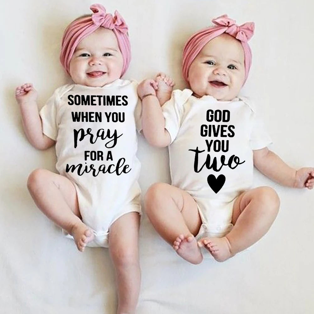 Cute Two Miracles Twins Bodysuit PillowNap