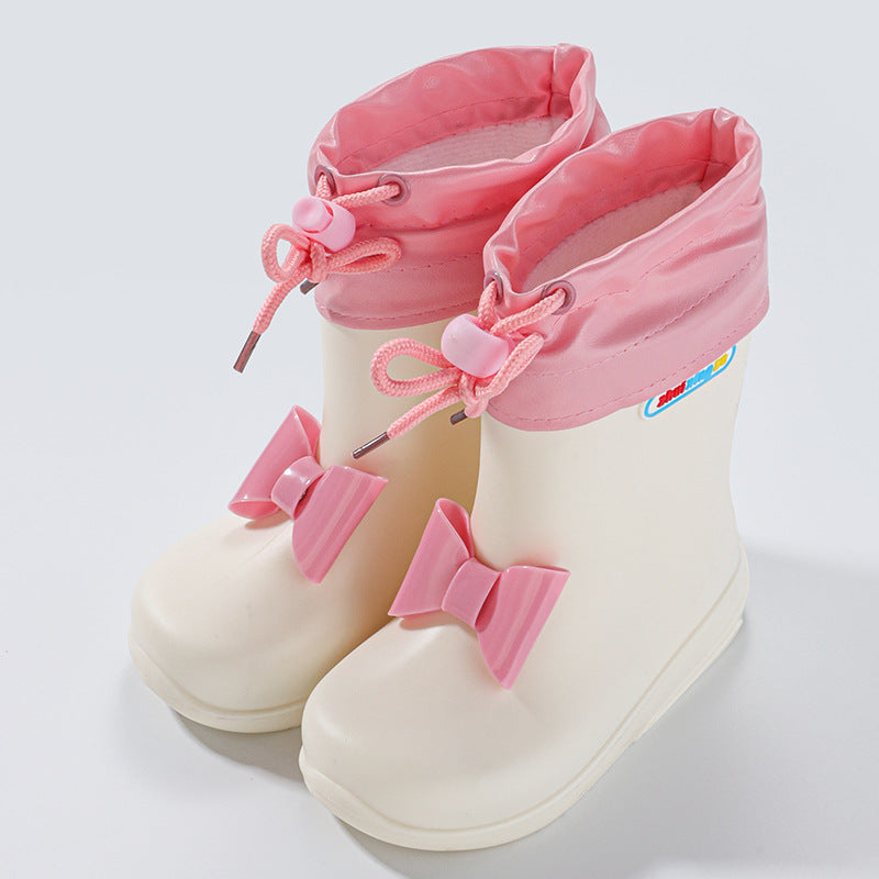 Girls Rain Boots White Elastic 1 PillowNap