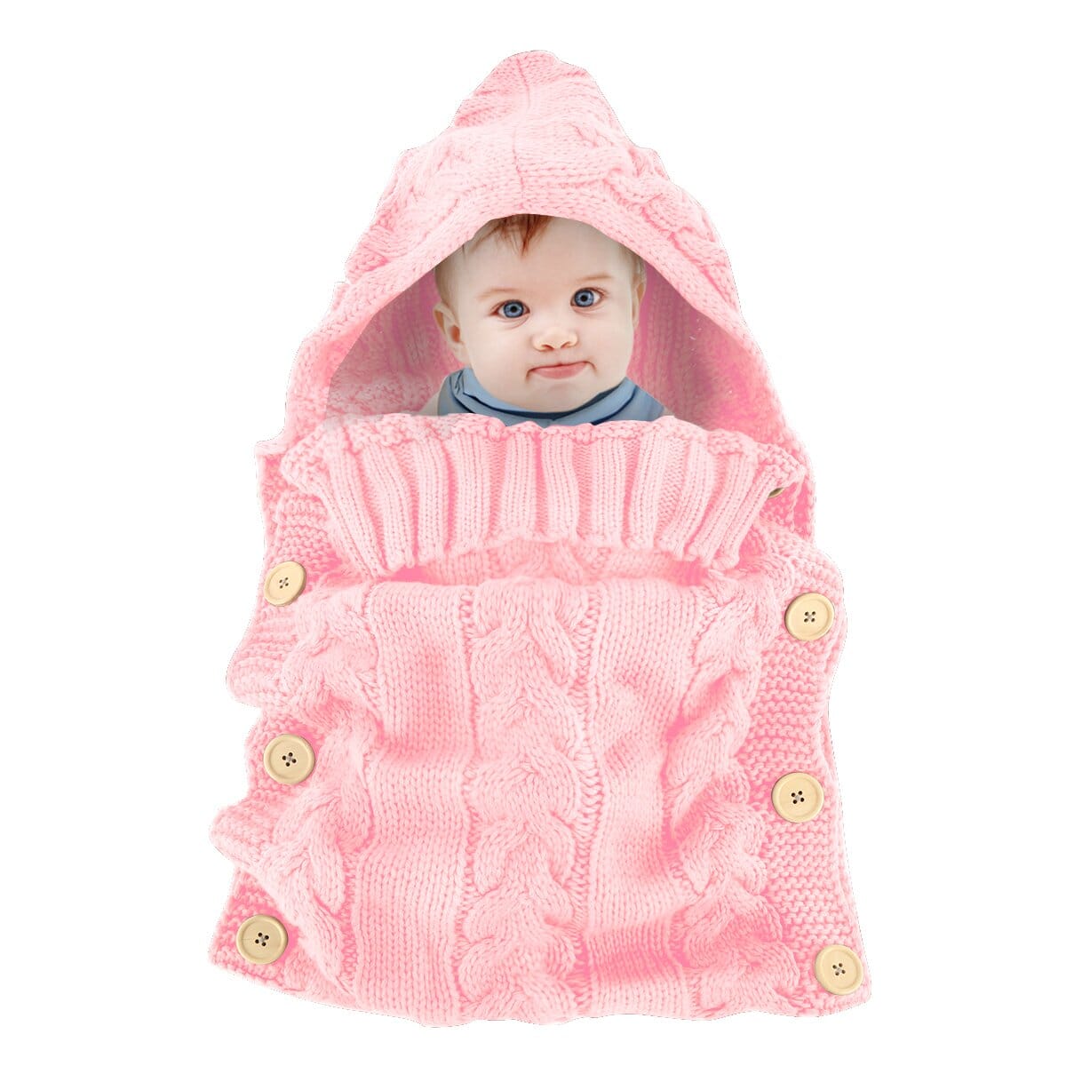 Handmade Hooded Knitted Baby Bag Pink PillowNap