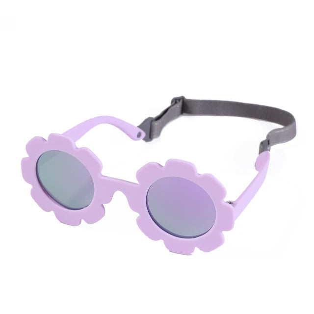 Polarized Newborn Baby Sunglasses With Strap Purple Purple Mirror PillowNap