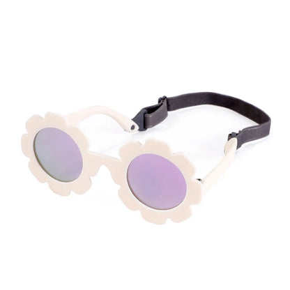 Polarized Newborn Baby Sunglasses With Strap Beige Purple Mirror PillowNap