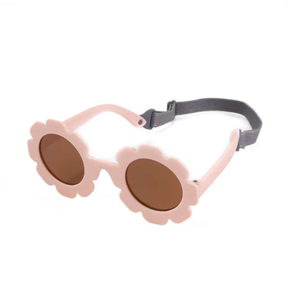 Polarized Newborn Baby Sunglasses With Strap Pink Brown PillowNap