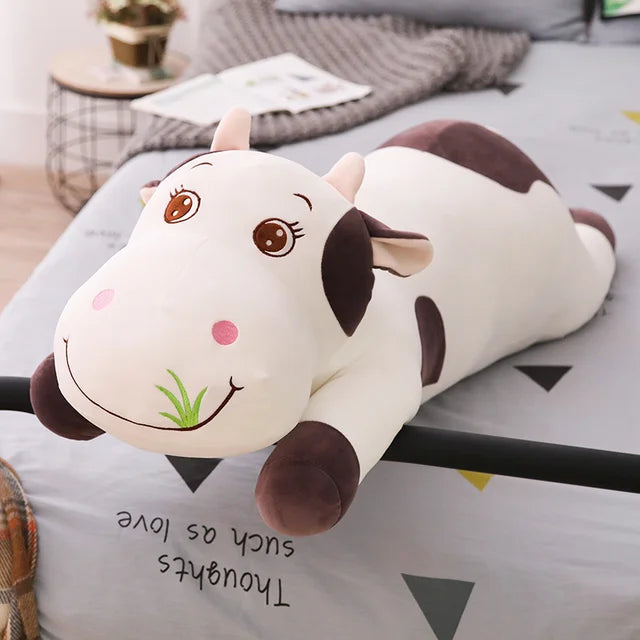 Large Cow Plush Pillow Brown PillowNap