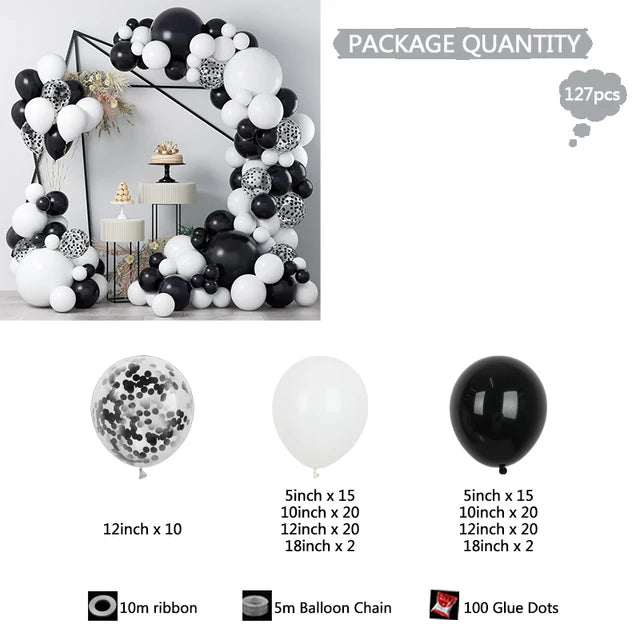 127Pcs Black and White Balloon Garland Set Default Title PillowNap