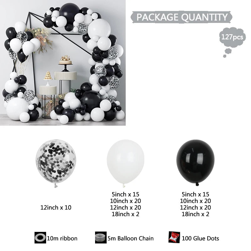 127Pcs Black and White Balloon Garland Set PillowNap