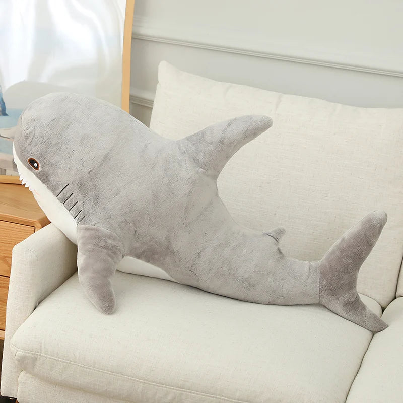 Giant Shark Plush Pillow 12 15cm Keychain Grey