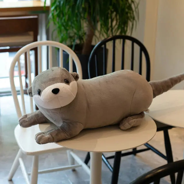 Otter Stuffed Animal Gray PillowNap