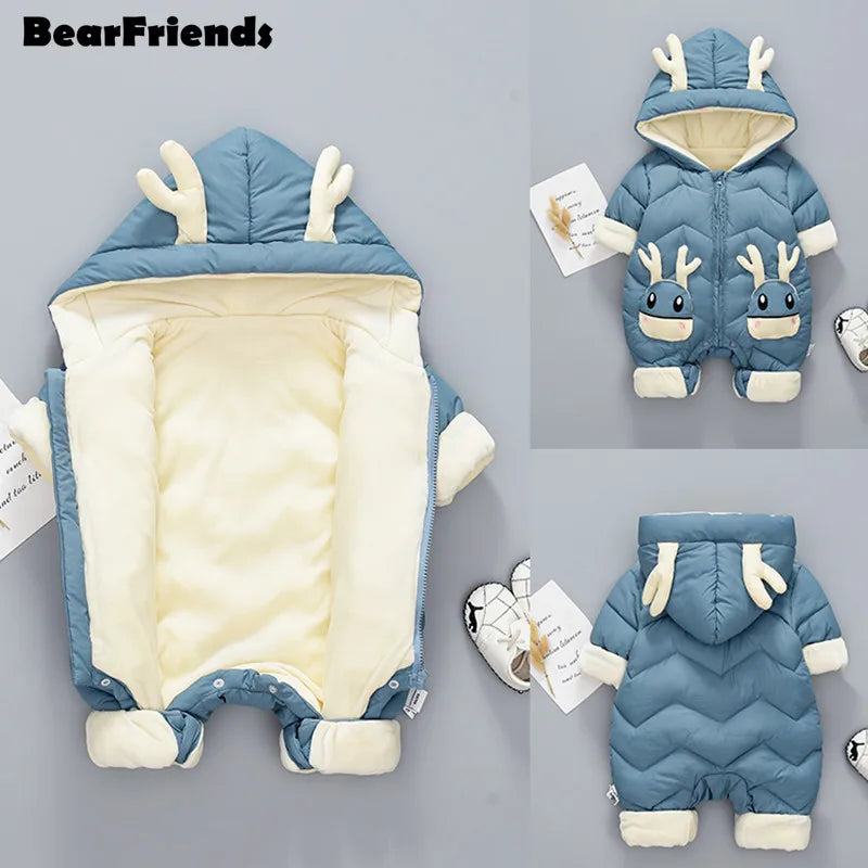 Baby Snowsuit With Deer Ears PillowNap