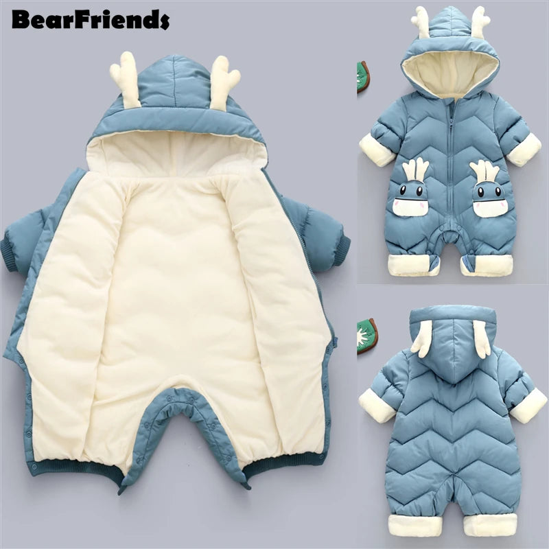 Baby Snowsuit With Deer Ears PillowNap