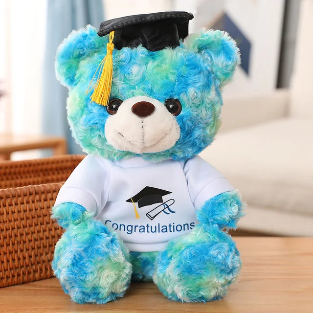 Cute Dr. Bear Plush Toy Graduation Gift Blue PillowNap