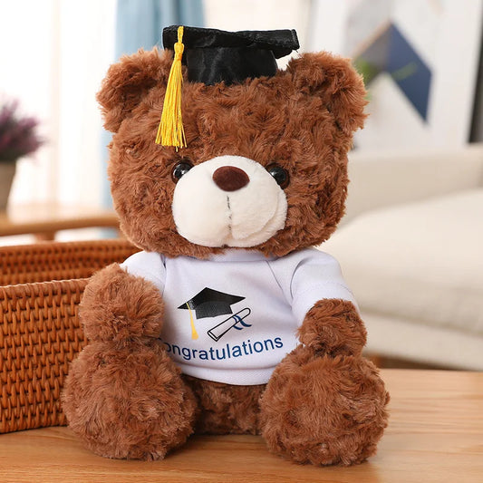 Cute Dr. Bear Plush Toy Graduation Gift Dark Brown PillowNap