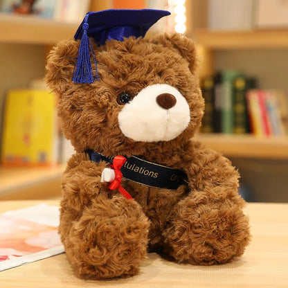 Cute Graduation Bear Gift Brown Blue Hat PillowNap