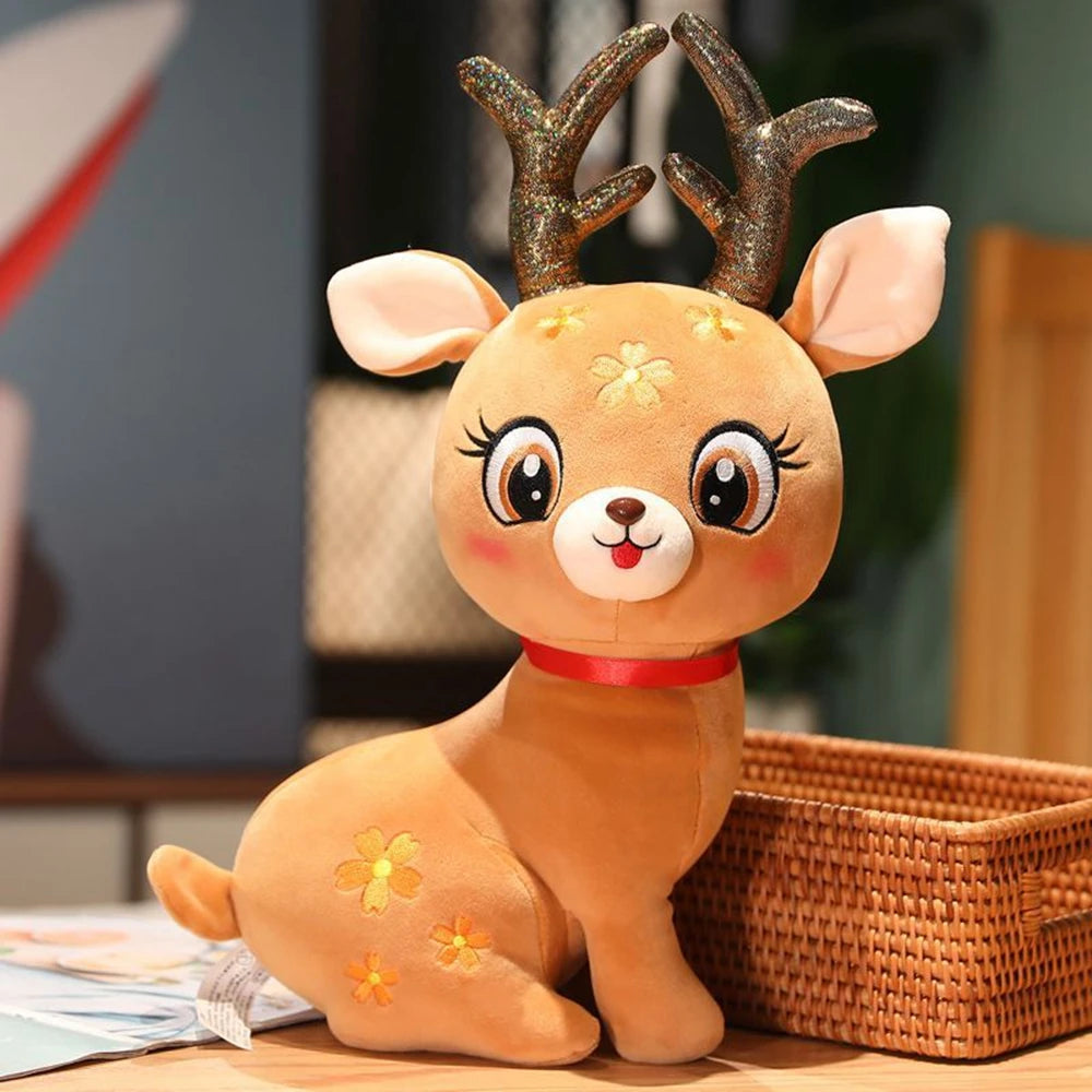 Sika Deer Santa Claus Mount Plush Toy 30cm Brown PillowNap