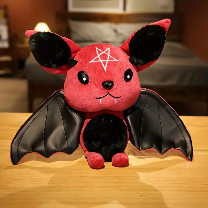 Gothic Bat Stuffed Animal Red PillowNap