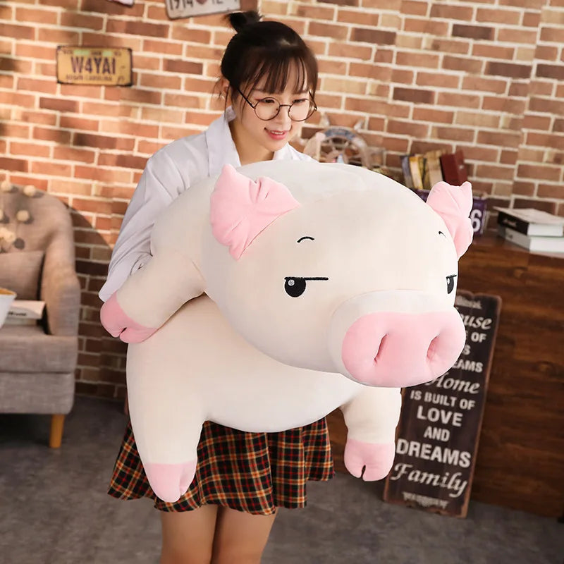 Squishy Giant Piggy Plush Pillow White Awake PillowNap