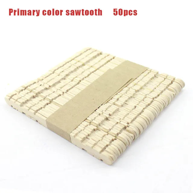 Wooden Popsicle Sticks For Kids DIY Crafts Natural Sawtooth 50pcs PillowNap