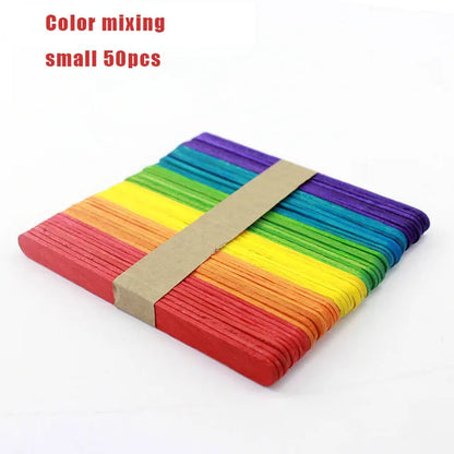 Wooden Popsicle Sticks For Kids DIY Crafts Colorful Small 50pcs PillowNap