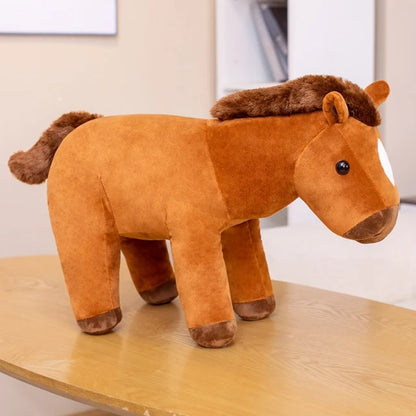 Large Horse Plush Brown PillowNap