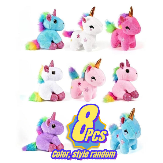8 Pcs Mini Plush Stuffed Unicorn Keychains PillowNap