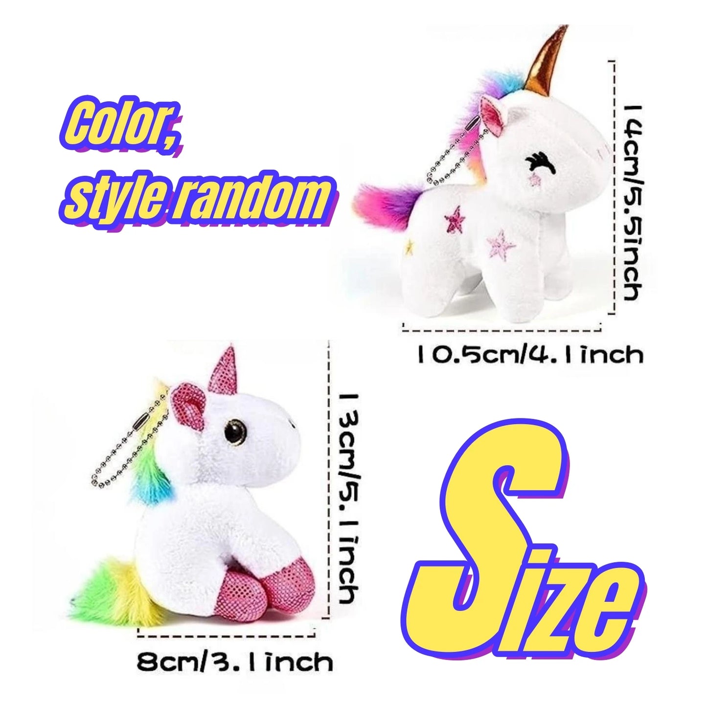 8 Pcs Mini Plush Stuffed Unicorn Keychains PillowNap