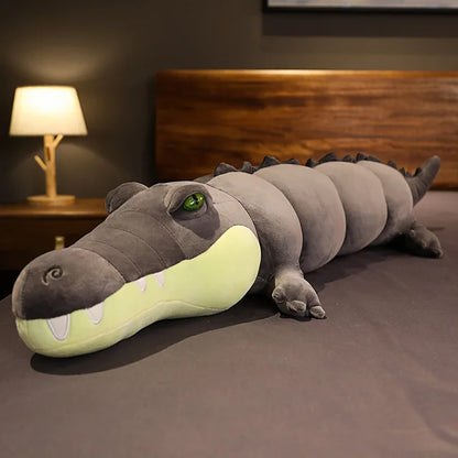 Giant Crocodile Stuffed Animal Grey PillowNap