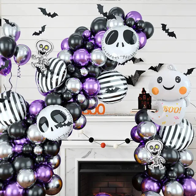 85pcs Halloween Black Purple Silver Balloon Set Default Title PillowNap