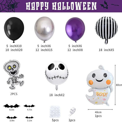 85pcs Halloween Black Purple Silver Balloon Set PillowNap