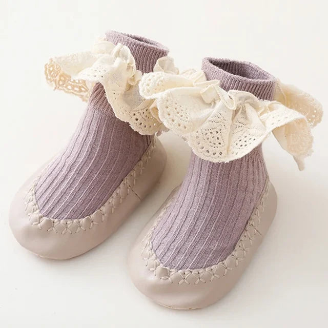 Baby Girl Sock Shoes Purple PillowNap