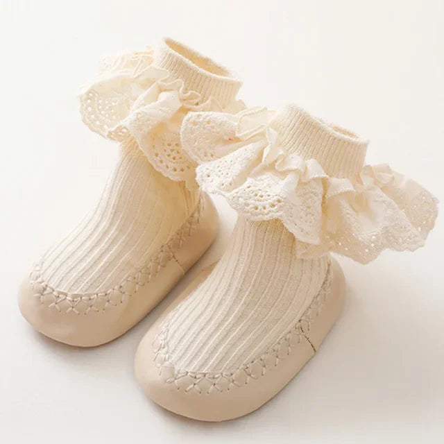 Baby Girl Sock Shoes Beige PillowNap