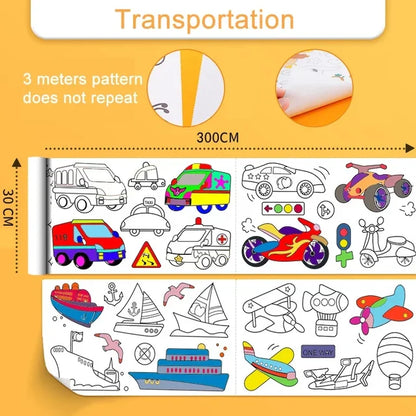 DIY Giant Coloring Pages - 3M/10FT Transportation PillowNap