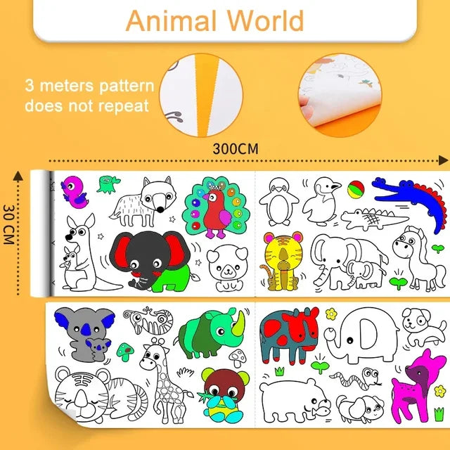 DIY Giant Coloring Pages - 3M/10FT Animal World PillowNap