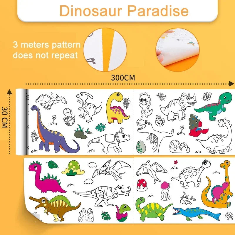 DIY Giant Coloring Pages - 3M/10FT Dinosaur Paradise PillowNap