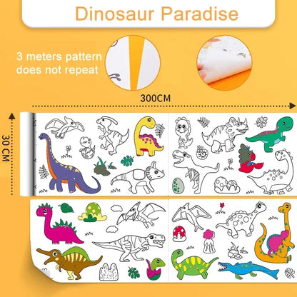 DIY Giant Coloring Pages - 3M/10FT Dinosaur Paradise PillowNap