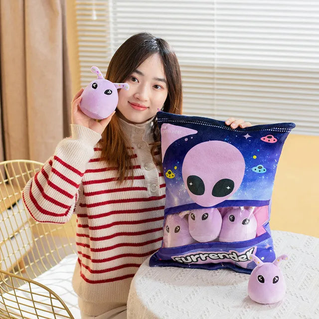 ET Stuffed Animal Bags From 30 to 45cm Purple Alien PillowNap