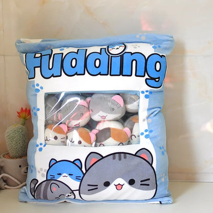 Kawaii Plushies Candy Bag Blue Cat PillowNap