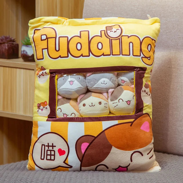 Kawaii Plushies Candy Bag Yellow Cat PillowNap